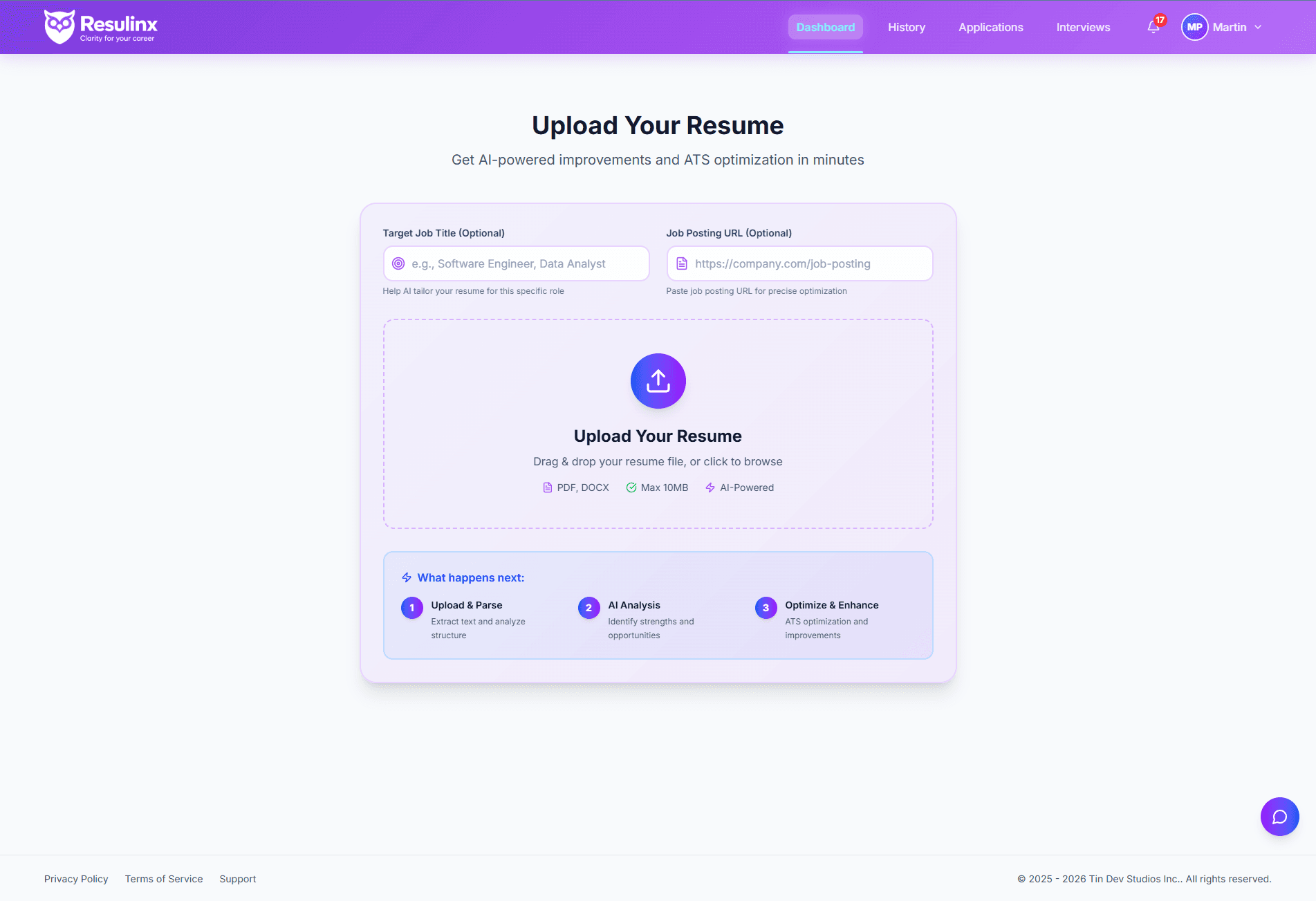 Resulinx Platform Dashboard
